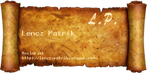 Lencz Patrik névjegykártya